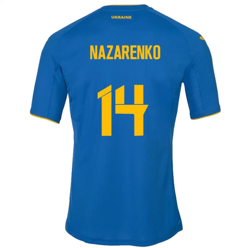 Danxen Heren Oekraïne Oleksandr Nazarenko #14 Blauw Uitshirt Uittenue 24-26 T-Shirt