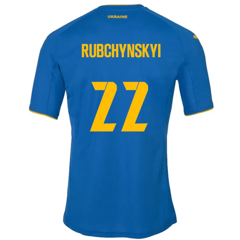Danxen Heren Oekraïne Valentyn Rubchynskyi #22 Blauw Uitshirt Uittenue 24-26 T-Shirt