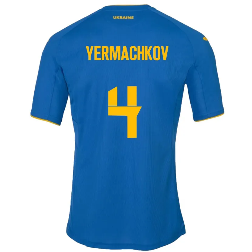 Danxen Heren Oekraïne Ivan Yermachkov #4 Blauw Uitshirt Uittenue 24-26 T-Shirt
