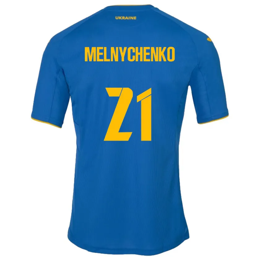 Danxen Heren Oekraïne Maksym Melnychenko #21 Blauw Uitshirt Uittenue 24-26 T-Shirt