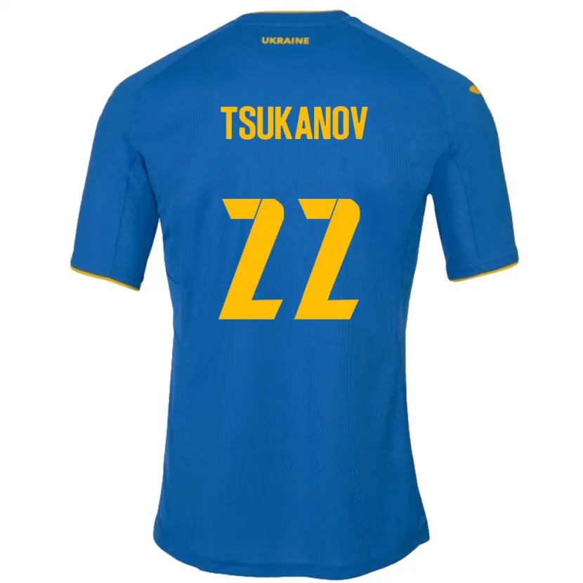 Danxen Heren Oekraïne Viktor Tsukanov #22 Blauw Uitshirt Uittenue 24-26 T-Shirt