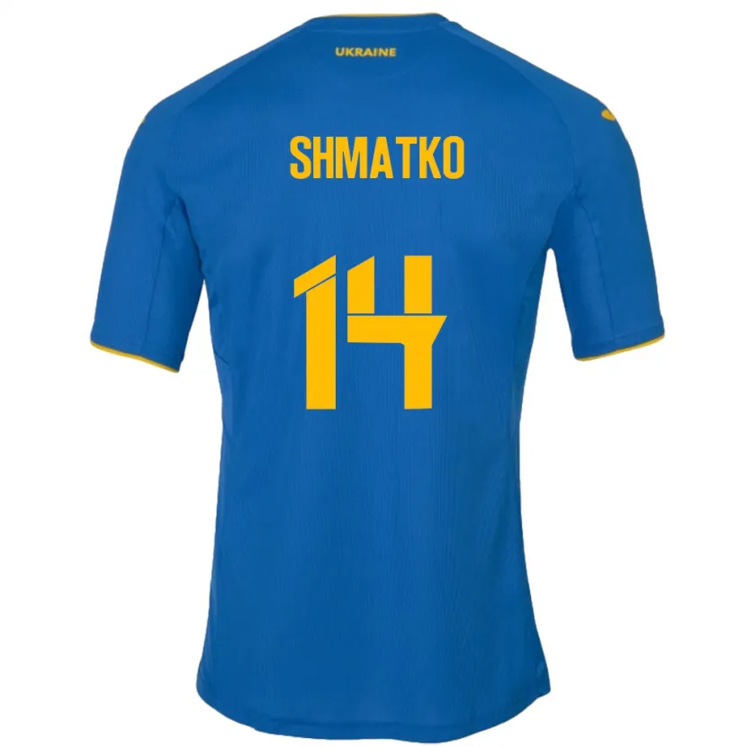 Danxen Heren Oekraïne Lyubov Shmatko #14 Blauw Uitshirt Uittenue 24-26 T-Shirt