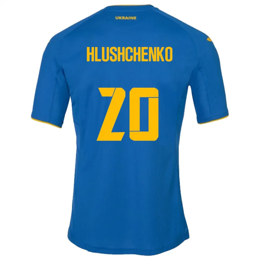 Danxen Heren Oekraïne Inna Hlushchenko #20 Blauw Uitshirt Uittenue 24-26 T-Shirt