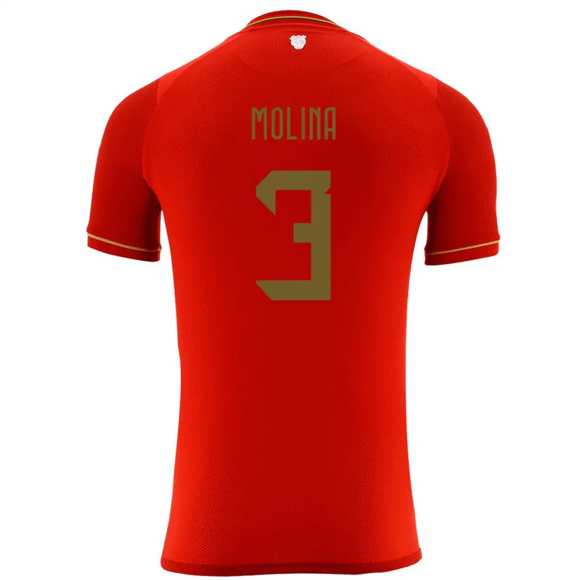 Danxen Heren Bolivia Iván Molina #3 Rood Uitshirt Uittenue 24-26 T-Shirt