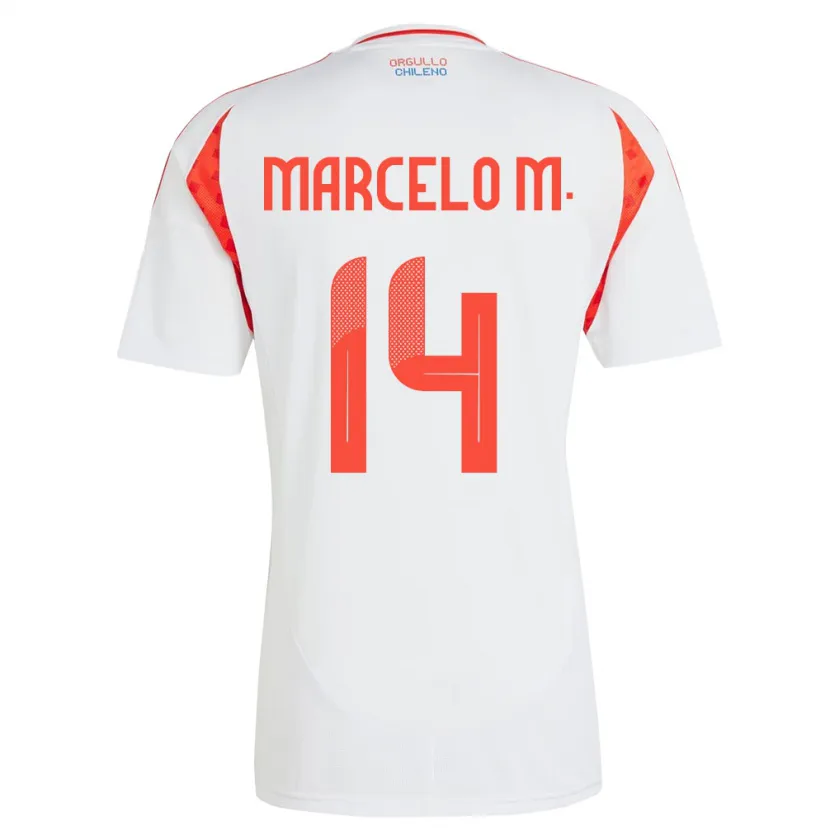 Danxen Heren Chili Marcelo Morales #14 Wit Uitshirt Uittenue 24-26 T-Shirt