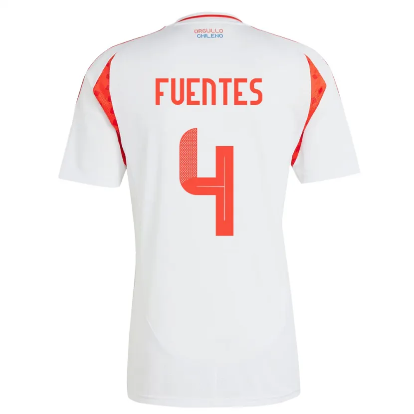 Danxen Heren Chili Karen Fuentes #4 Wit Uitshirt Uittenue 24-26 T-Shirt