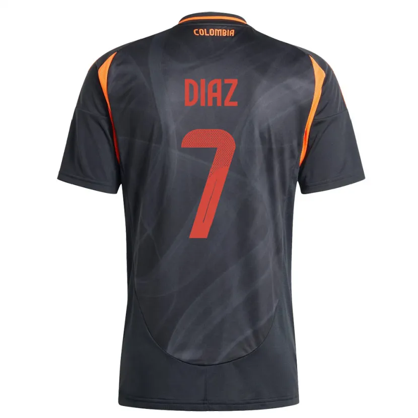 Danxen Heren Colombia Luis Díaz #7 Zwart Uitshirt Uittenue 24-26 T-Shirt