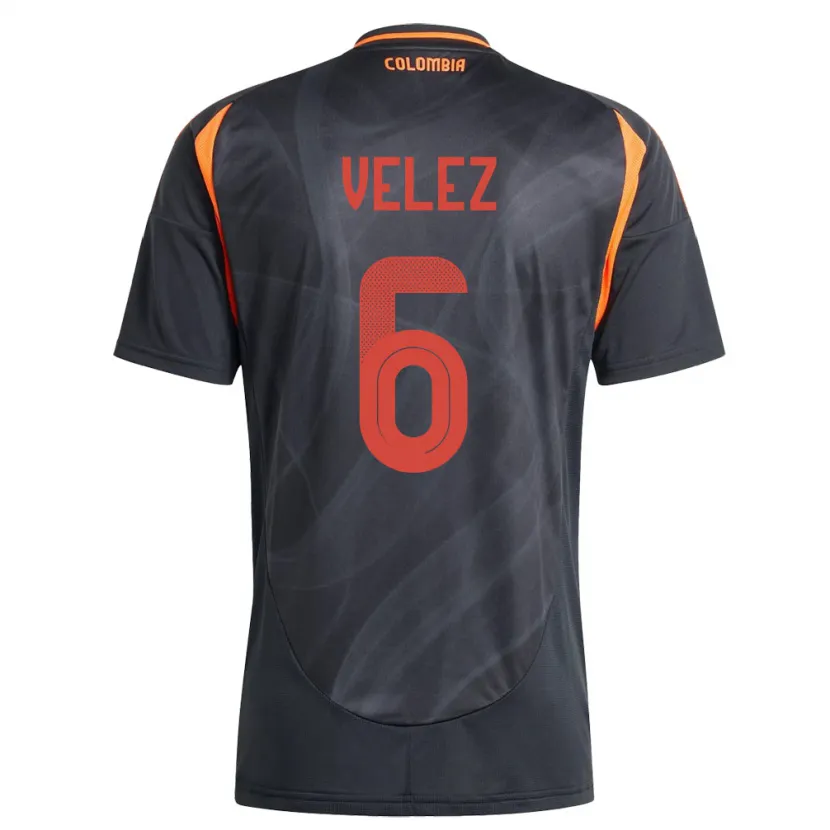 Danxen Heren Colombia Jhon Vélez #6 Zwart Uitshirt Uittenue 24-26 T-Shirt