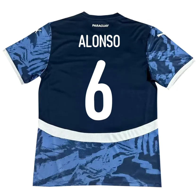 Danxen Heren Paraguay Júnior Alonso #6 Blauw Uitshirt Uittenue 24-26 T-Shirt