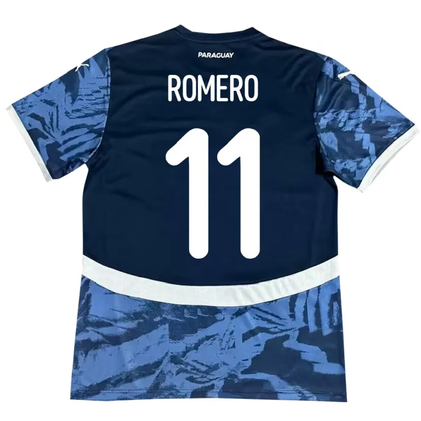 Danxen Heren Paraguay Ángel Romero #11 Blauw Uitshirt Uittenue 24-26 T-Shirt