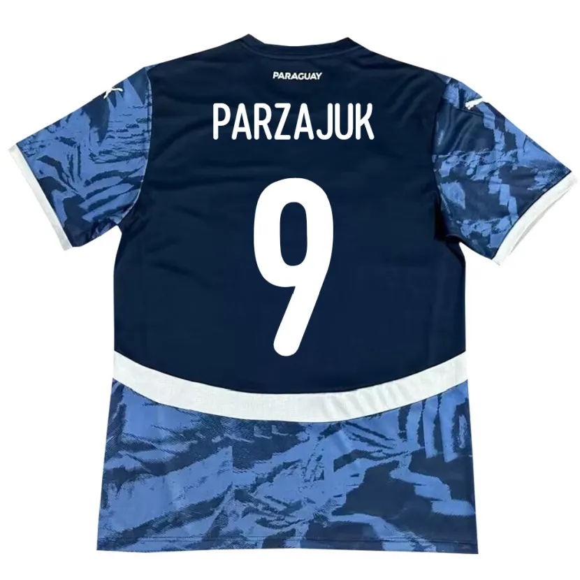 Danxen Heren Paraguay Kevin Parzajuk #9 Blauw Uitshirt Uittenue 24-26 T-Shirt