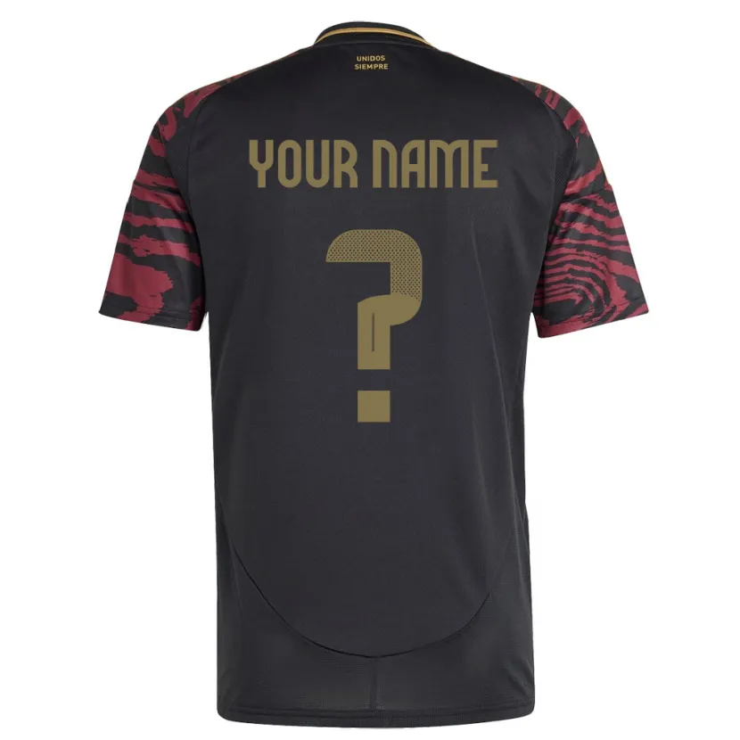 Danxen Heren Peru Uw Naam #0 Zwart Uitshirt Uittenue 24-26 T-Shirt