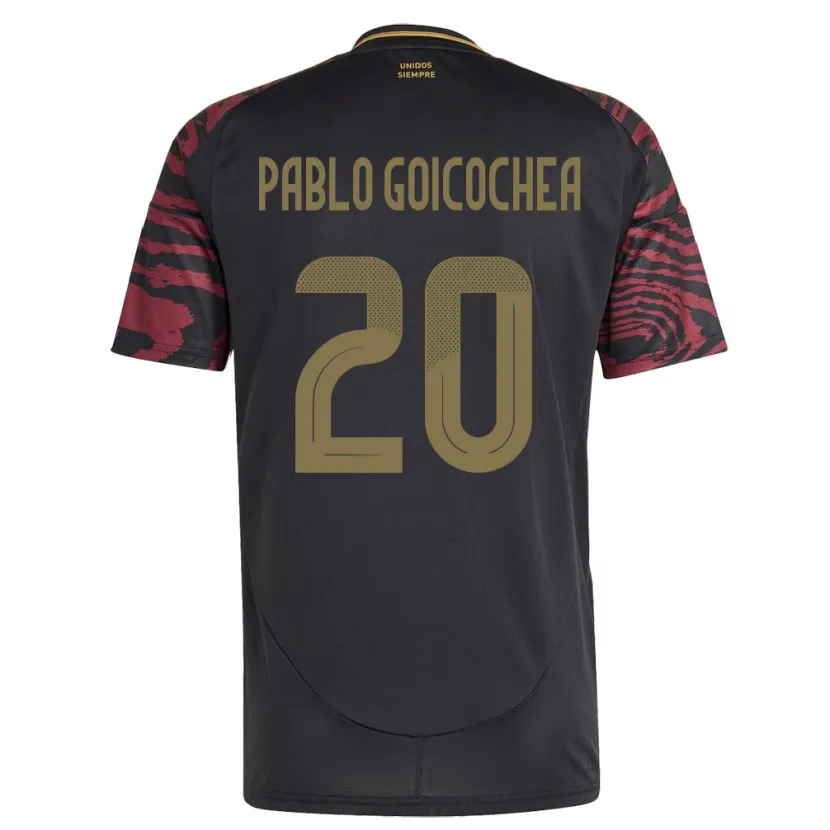 Danxen Heren Peru Juan Pablo Goicochea #20 Zwart Uitshirt Uittenue 24-26 T-Shirt