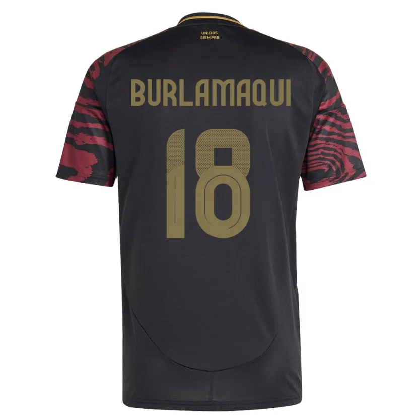 Danxen Heren Peru Alessandro Burlamaqui #18 Zwart Uitshirt Uittenue 24-26 T-Shirt