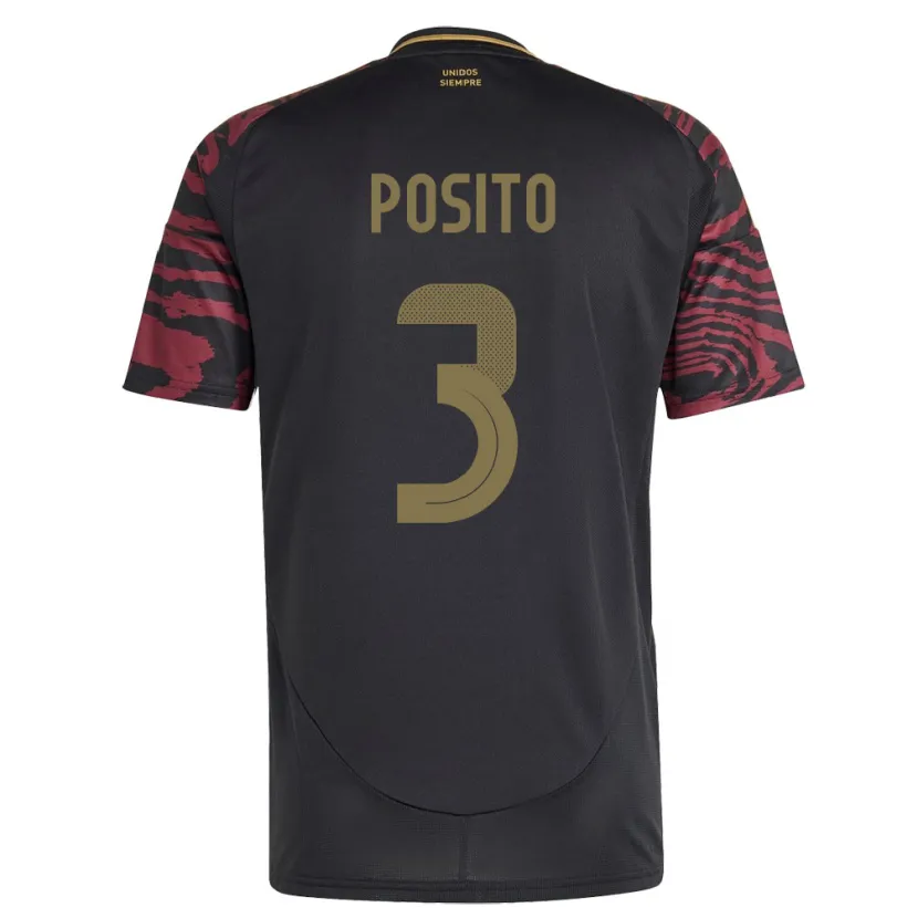 Danxen Heren Peru Alejandro Pósito #3 Zwart Uitshirt Uittenue 24-26 T-Shirt