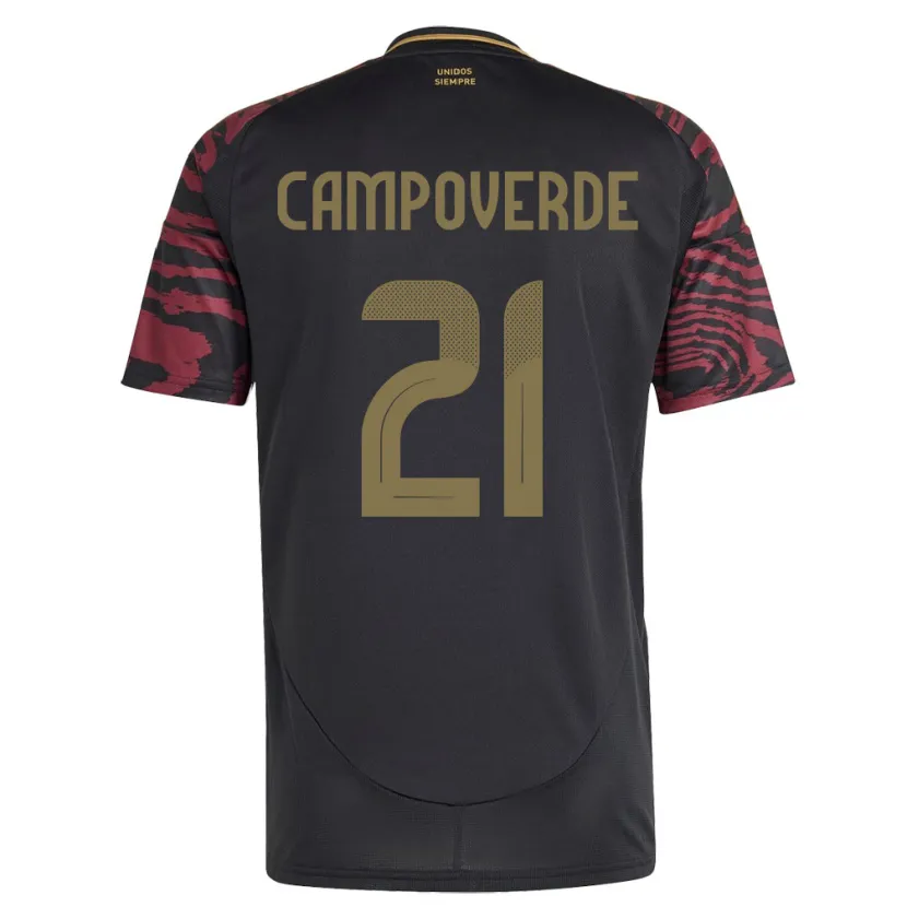 Danxen Heren Peru Luz Campoverde #21 Zwart Uitshirt Uittenue 24-26 T-Shirt