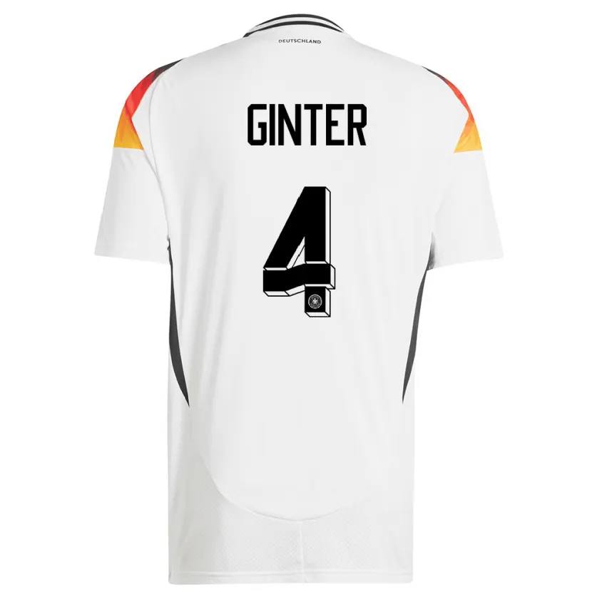 Danxen Dames Duitsland Matthias Ginter #4 Wit Thuisshirt Thuistenue 24-26 T-Shirt