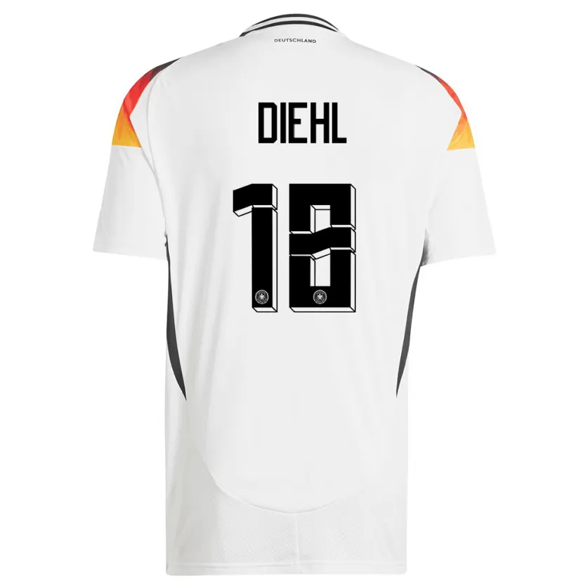 Danxen Dames Duitsland Justin Diehl #18 Wit Thuisshirt Thuistenue 24-26 T-Shirt