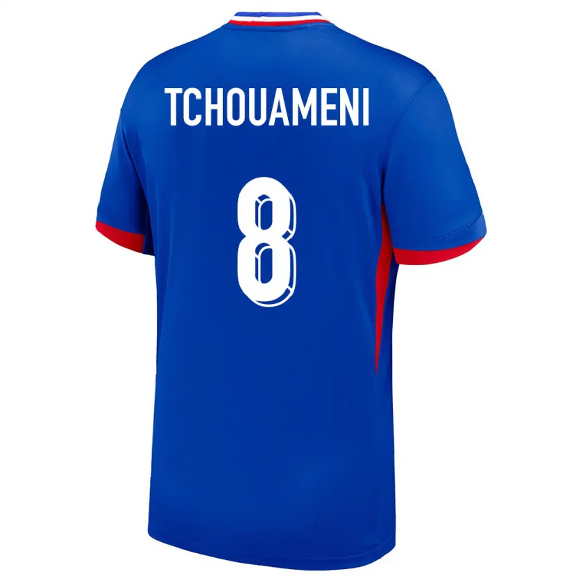 Danxen Dames Frankrijk Aurelien Tchouameni #8 Blauw Thuisshirt Thuistenue 24-26 T-Shirt
