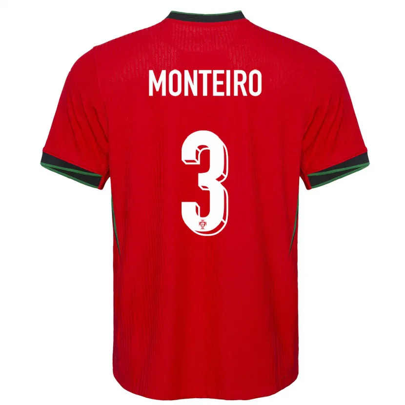Danxen Dames Portugal Diogo Monteiro #3 Rood Thuisshirt Thuistenue 24-26 T-Shirt