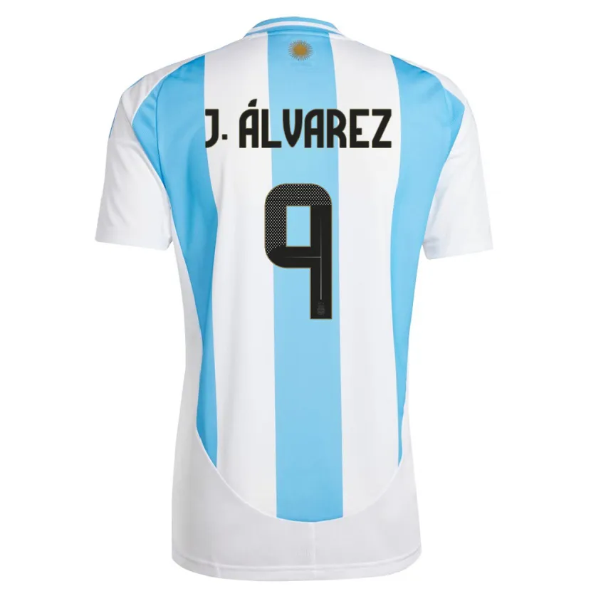 Danxen Dames Argentinië Julian Alvarez #9 Wit Blauw Thuisshirt Thuistenue 24-26 T-Shirt
