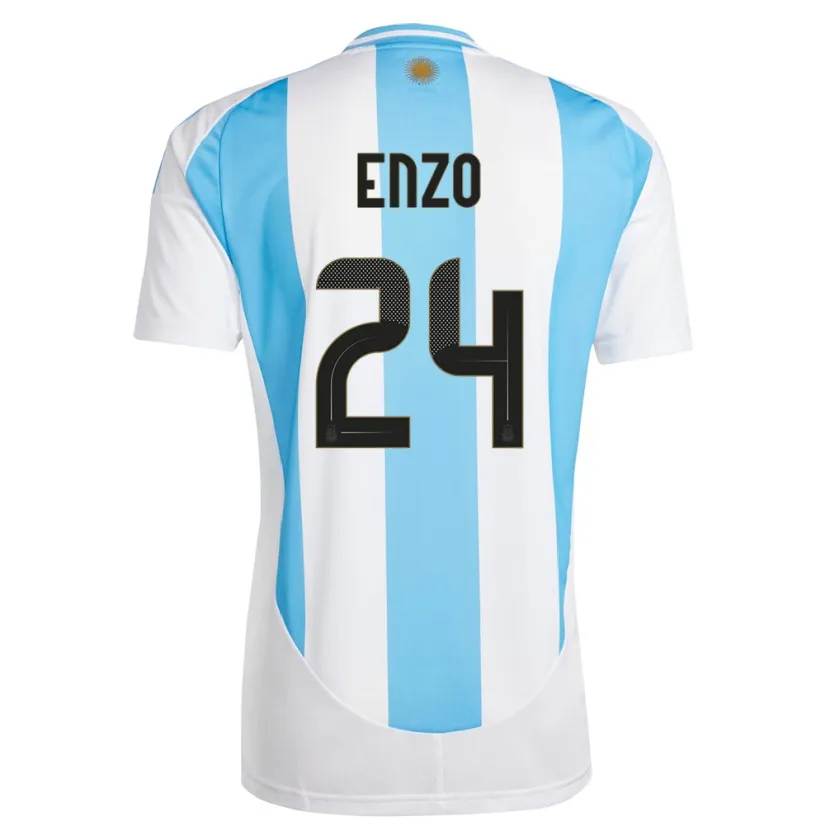 Danxen Dames Argentinië Enzo Fernandez #24 Wit Blauw Thuisshirt Thuistenue 24-26 T-Shirt