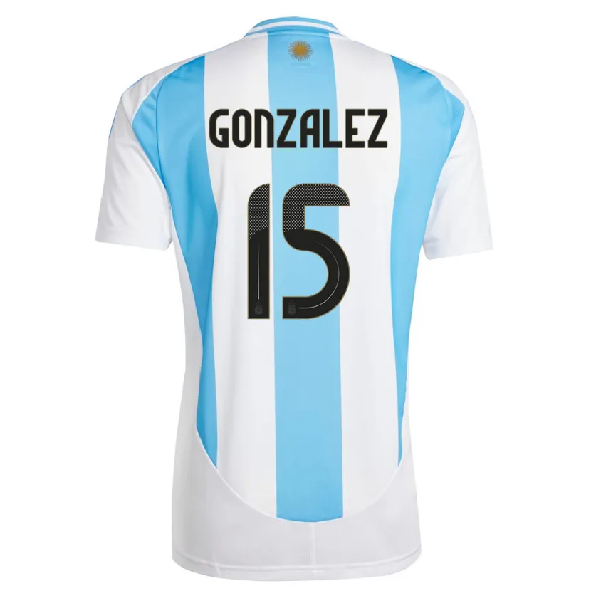 Danxen Dames Argentinië Nicolas Gonzalez #15 Wit Blauw Thuisshirt Thuistenue 24-26 T-Shirt