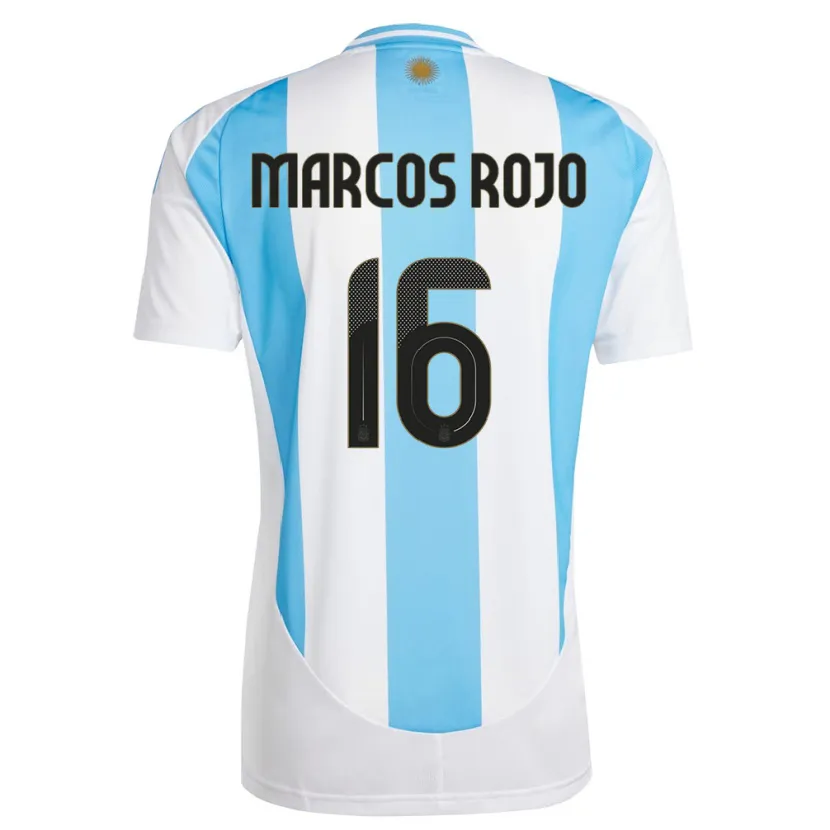 Danxen Dames Argentinië Marcos Rojo #16 Wit Blauw Thuisshirt Thuistenue 24-26 T-Shirt
