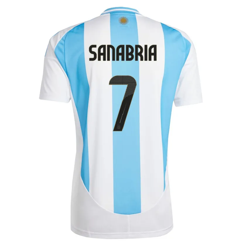 Danxen Dames Argentinië Mateo Sanabria #7 Wit Blauw Thuisshirt Thuistenue 24-26 T-Shirt