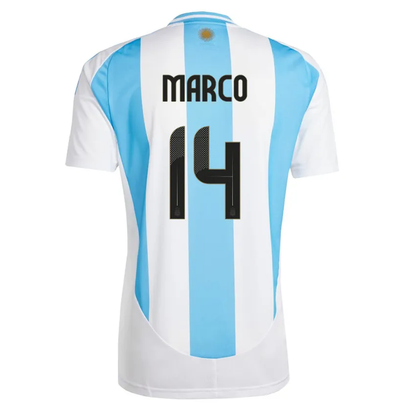 Danxen Dames Argentinië Francisco Marco #14 Wit Blauw Thuisshirt Thuistenue 24-26 T-Shirt