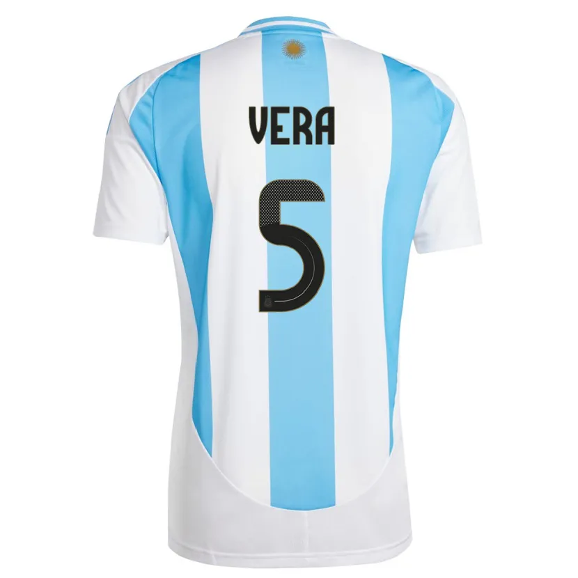Danxen Dames Argentinië Fausto Vera #5 Wit Blauw Thuisshirt Thuistenue 24-26 T-Shirt