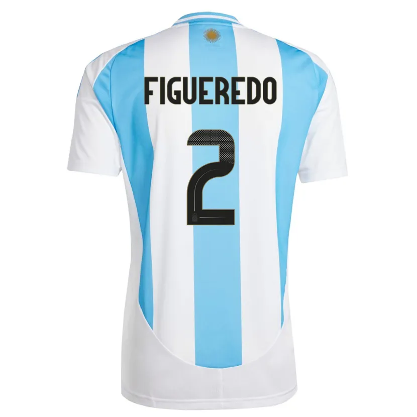 Danxen Dames Argentinië Leandro Figueredo #2 Wit Blauw Thuisshirt Thuistenue 24-26 T-Shirt