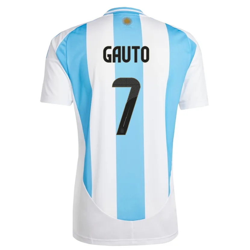Danxen Dames Argentinië Juan Gauto #7 Wit Blauw Thuisshirt Thuistenue 24-26 T-Shirt