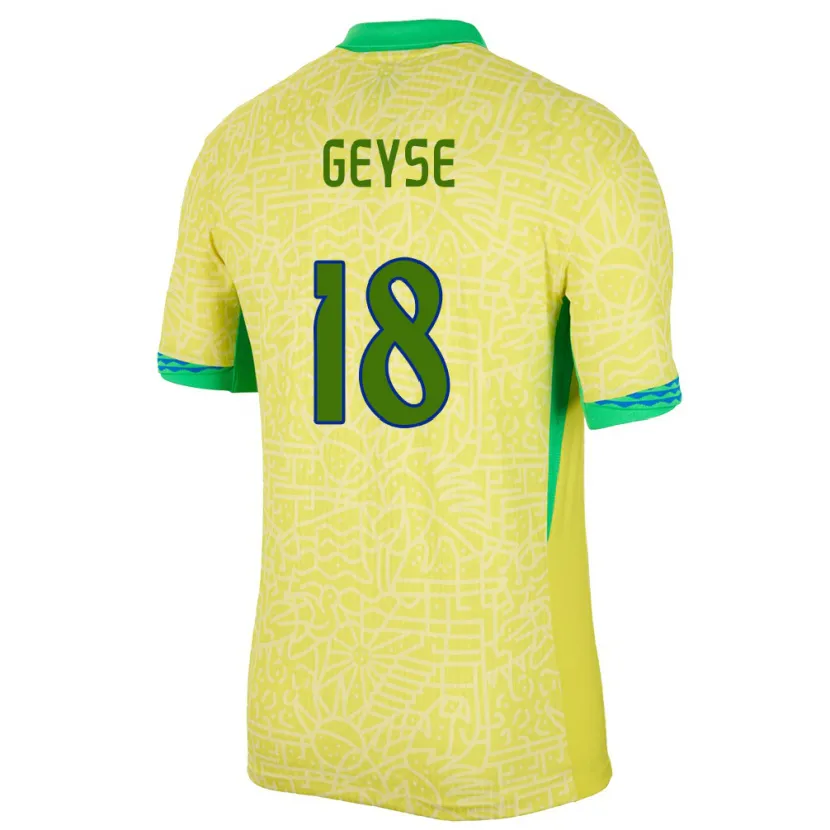 Danxen Dames Brazilië Geyse #18 Geel Thuisshirt Thuistenue 24-26 T-Shirt