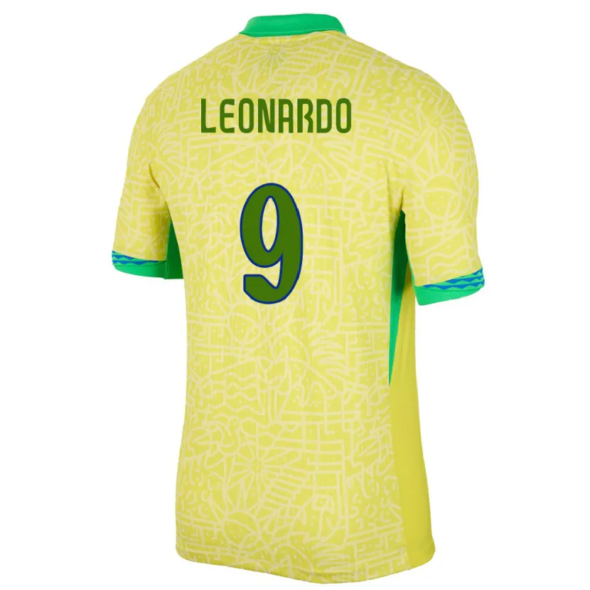 Danxen Dames Brazilië Marcos Leonardo #9 Geel Thuisshirt Thuistenue 24-26 T-Shirt