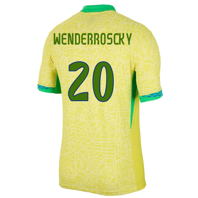 Danxen Dames Brazilië Arthur Wenderroscky #20 Geel Thuisshirt Thuistenue 24-26 T-Shirt