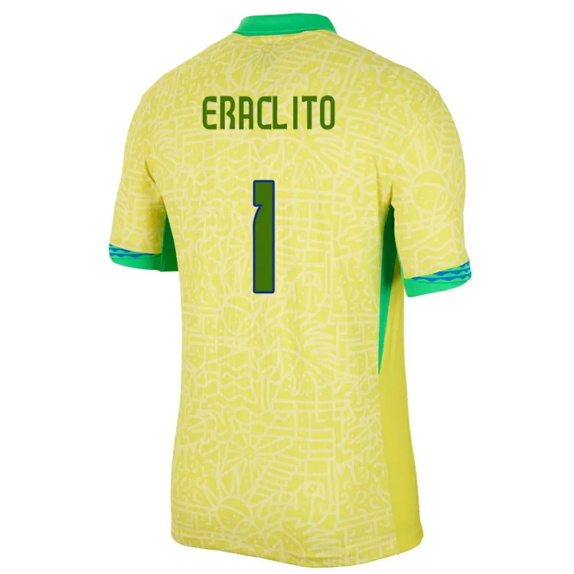 Danxen Dames Brazilië Marcelo Eraclito #1 Geel Thuisshirt Thuistenue 24-26 T-Shirt