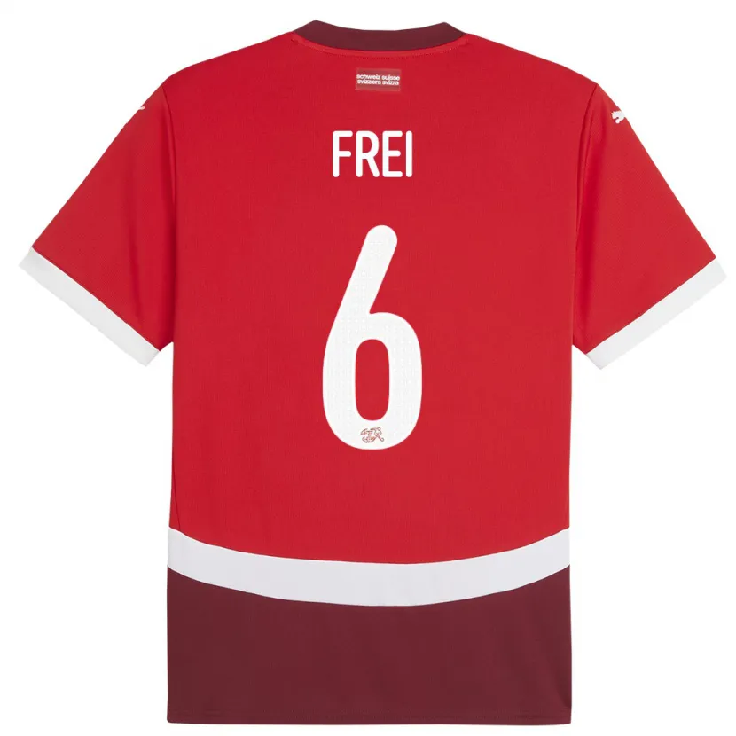 Danxen Dames Zwitserland Fabian Frei #6 Rood Thuisshirt Thuistenue 24-26 T-Shirt