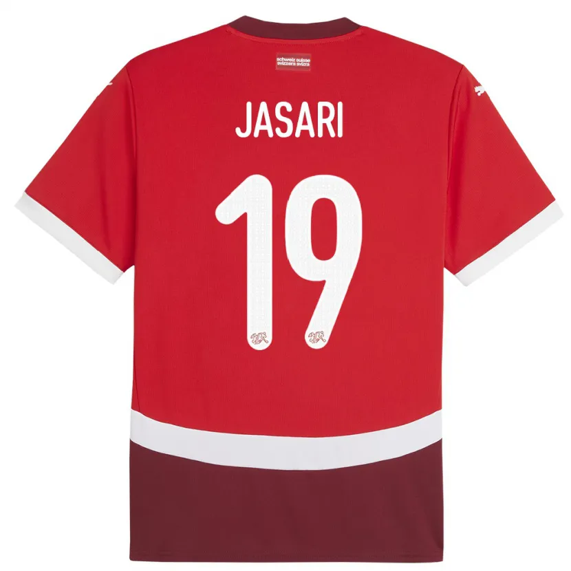 Danxen Dames Zwitserland Ardon Jasari #19 Rood Thuisshirt Thuistenue 24-26 T-Shirt