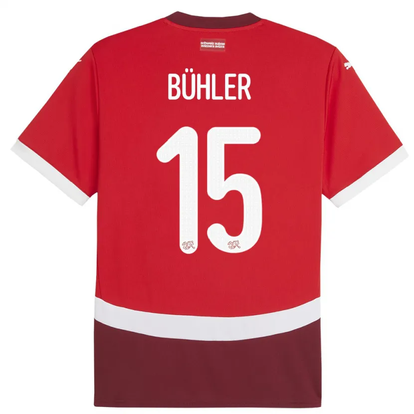 Danxen Dames Zwitserland Luana Buhler #15 Rood Thuisshirt Thuistenue 24-26 T-Shirt
