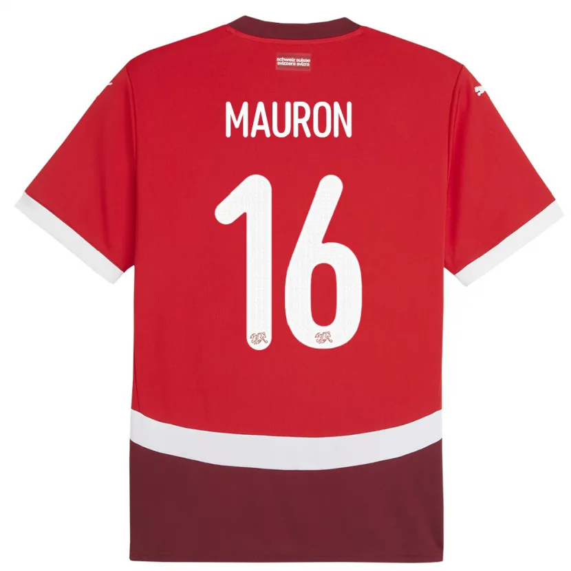 Danxen Dames Zwitserland Sandrine Mauron #16 Rood Thuisshirt Thuistenue 24-26 T-Shirt