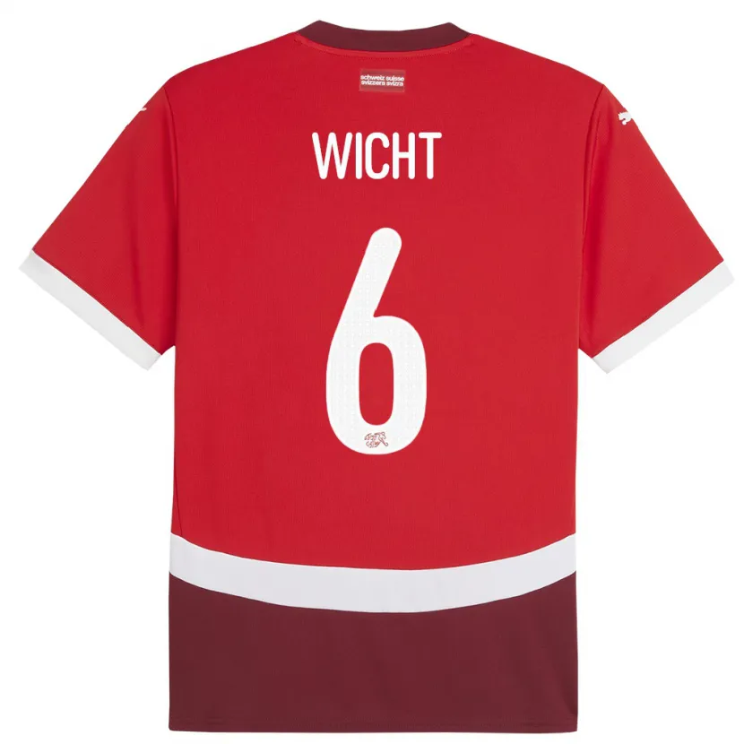 Danxen Dames Zwitserland Nathan Wicht #6 Rood Thuisshirt Thuistenue 24-26 T-Shirt
