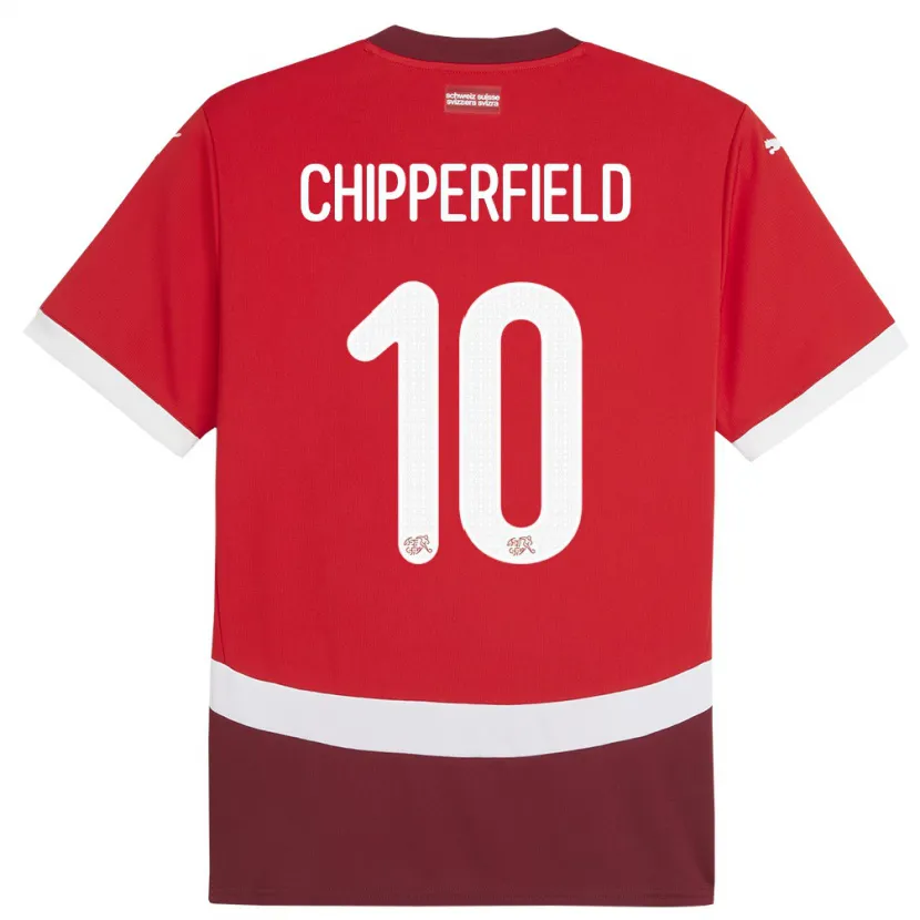 Danxen Dames Zwitserland Liam Chipperfield #10 Rood Thuisshirt Thuistenue 24-26 T-Shirt