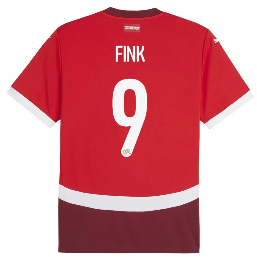 Danxen Dames Zwitserland Bradley Fink #9 Rood Thuisshirt Thuistenue 24-26 T-Shirt