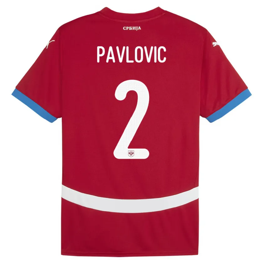 Danxen Dames Servië Strahinja Pavlovic #2 Rood Thuisshirt Thuistenue 24-26 T-Shirt