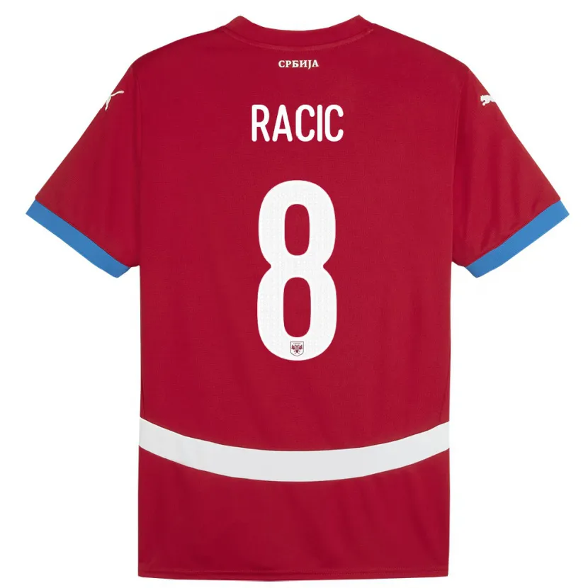 Danxen Dames Servië Uros Racic #8 Rood Thuisshirt Thuistenue 24-26 T-Shirt