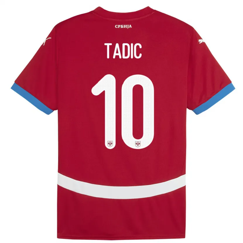 Danxen Dames Servië Dusan Tadic #10 Rood Thuisshirt Thuistenue 24-26 T-Shirt