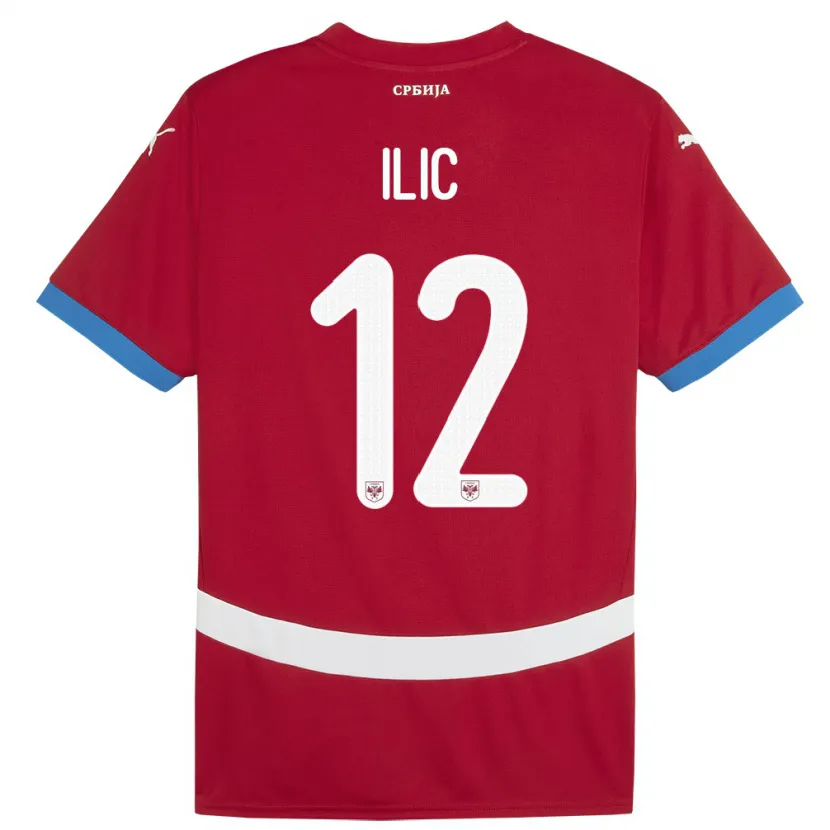 Danxen Dames Servië Marko Ilic #12 Rood Thuisshirt Thuistenue 24-26 T-Shirt