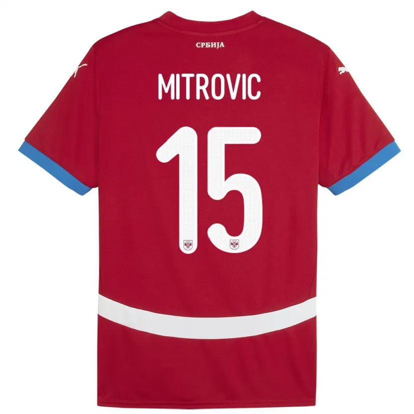 Danxen Dames Servië Stefan Mitrovic #15 Rood Thuisshirt Thuistenue 24-26 T-Shirt