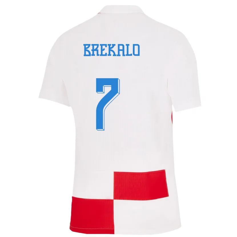 Danxen Dames Kroatië Josip Brekalo #7 Wit Rood Thuisshirt Thuistenue 24-26 T-Shirt